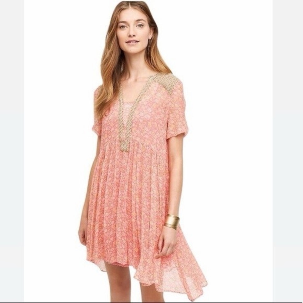 Maeve Morning Glory Tunic Dress Floral Pink Dress